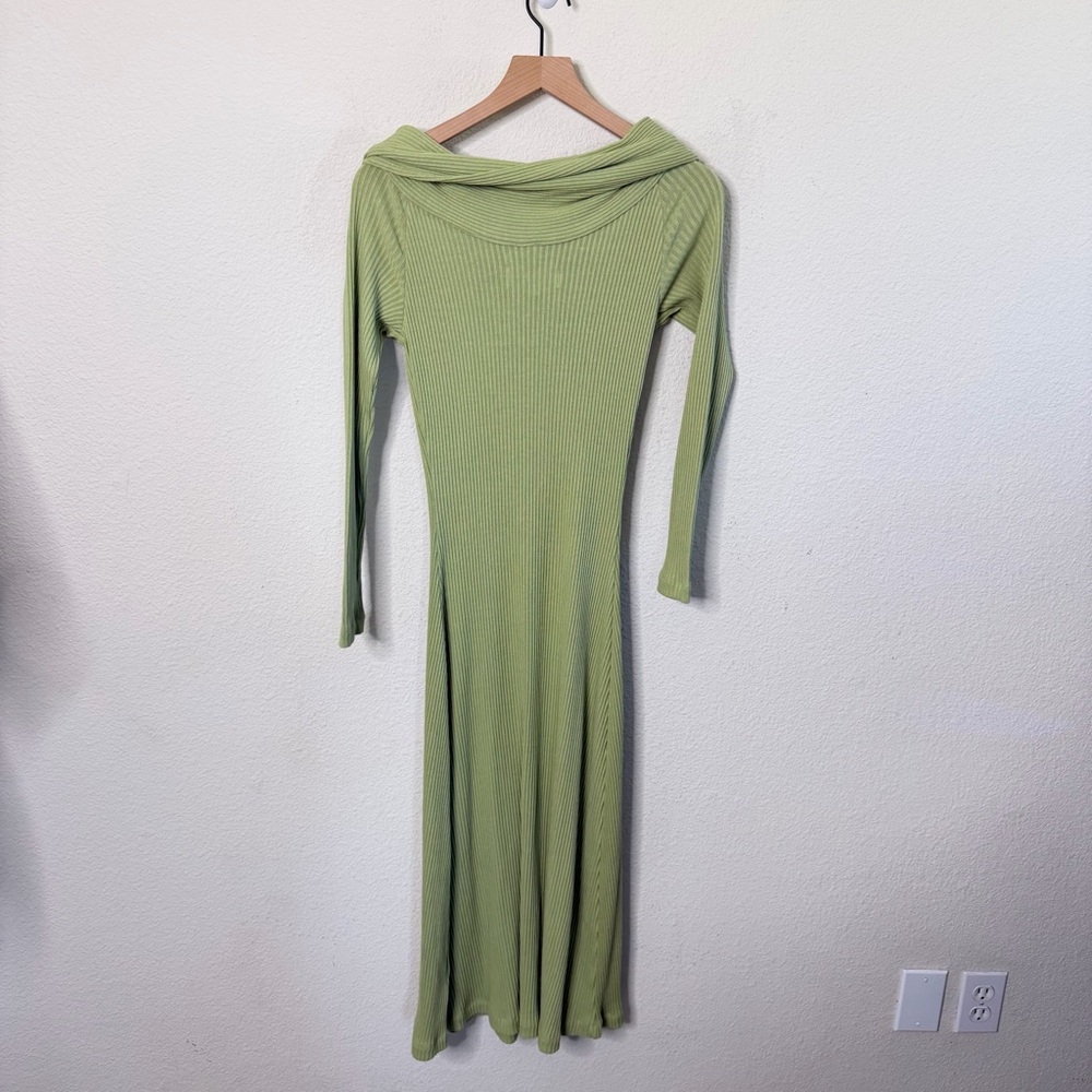 NWT Mara Hoffman Emery Sweater Dress Green Rib Knit Off Shoulder Midi‎ Size XS - Picture 13 of 15
